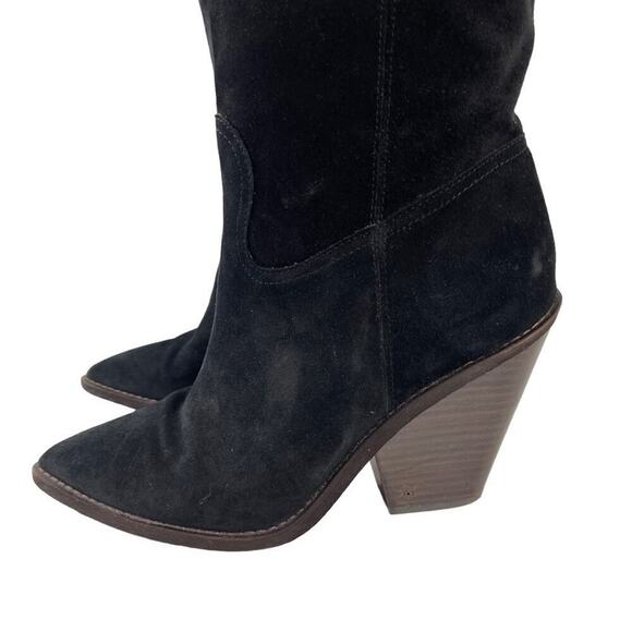 Sam Edelman Black Indigo Suede Leather Knee High Pointed Toe Boot Size 8.5 - Picture 12 of 16
